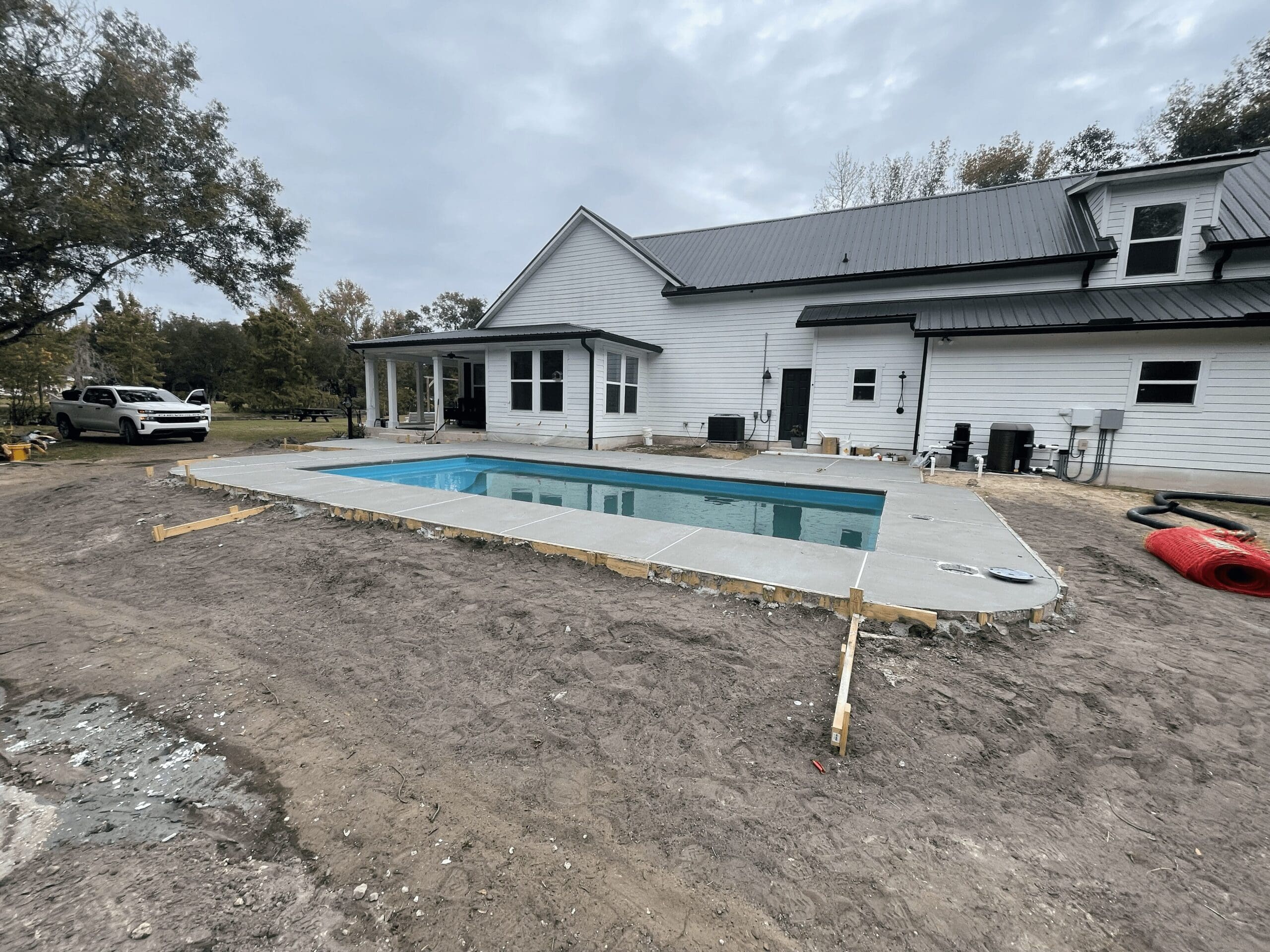 Newly installed fiberglass pool