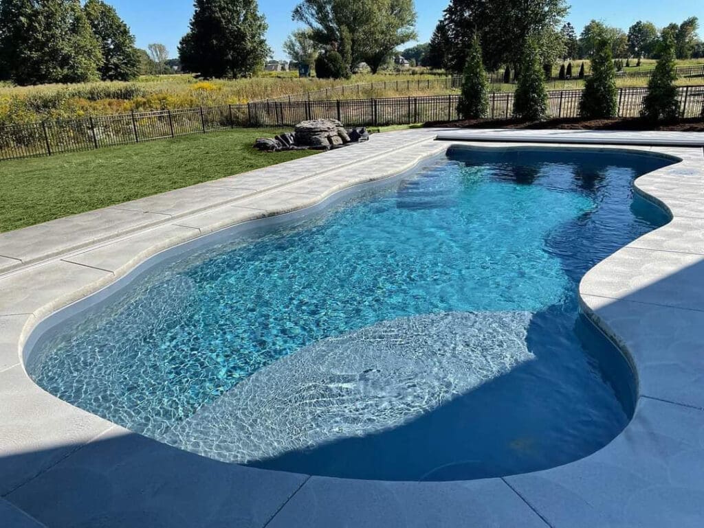 Barrier Reef Fiberglass Pool. Barrier Reef is our Preferred Manufacturer.