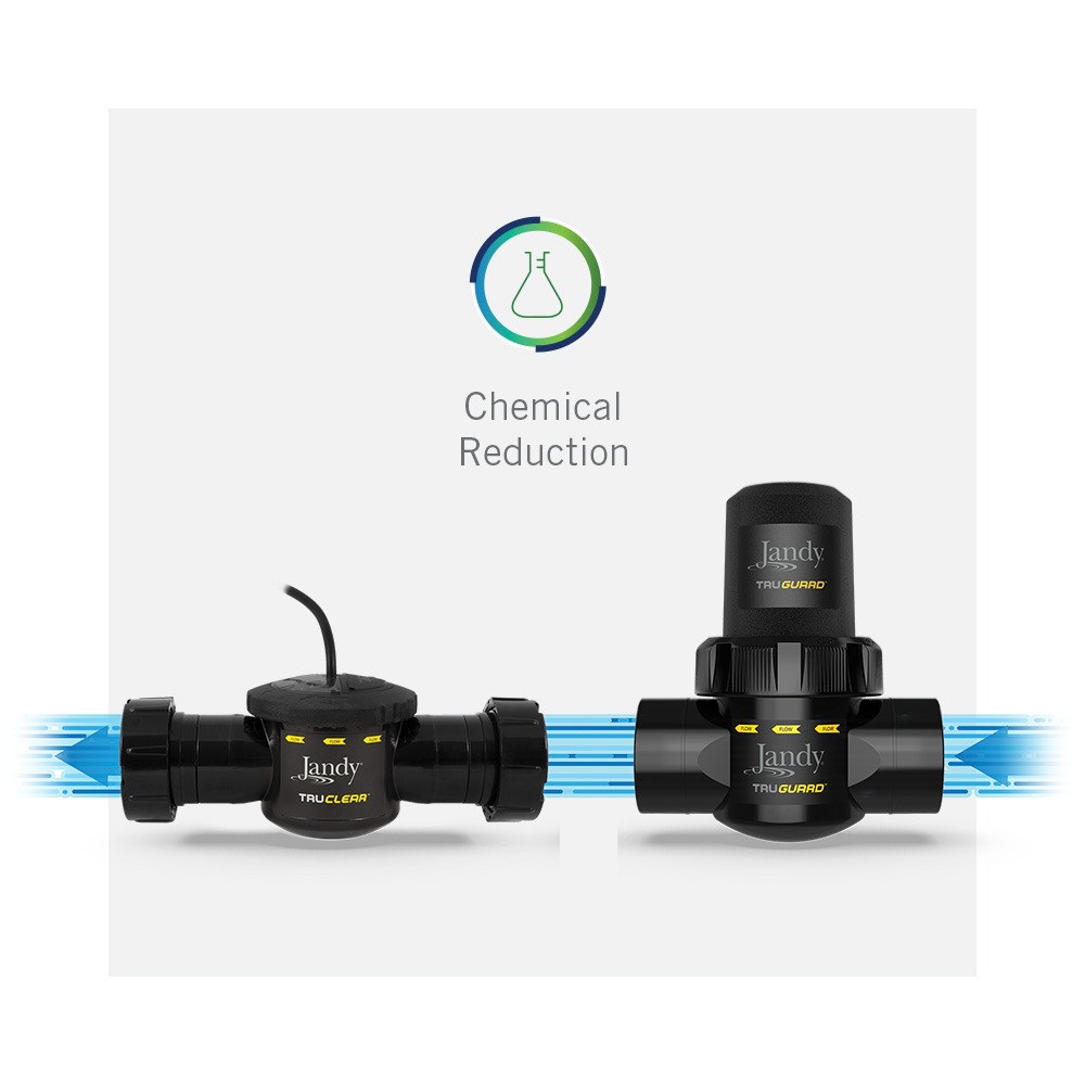 Jandy TruClear saltwater chlorination system with TruGuard — automatic chemical reduction